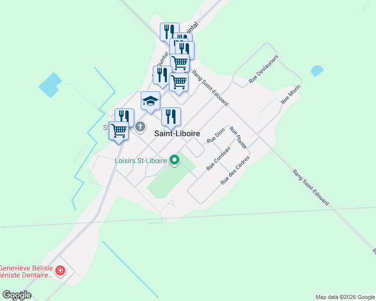 map of restaurants, bars, coffee shops, grocery stores, and more near Carré du Boisé in Saint-Liboire