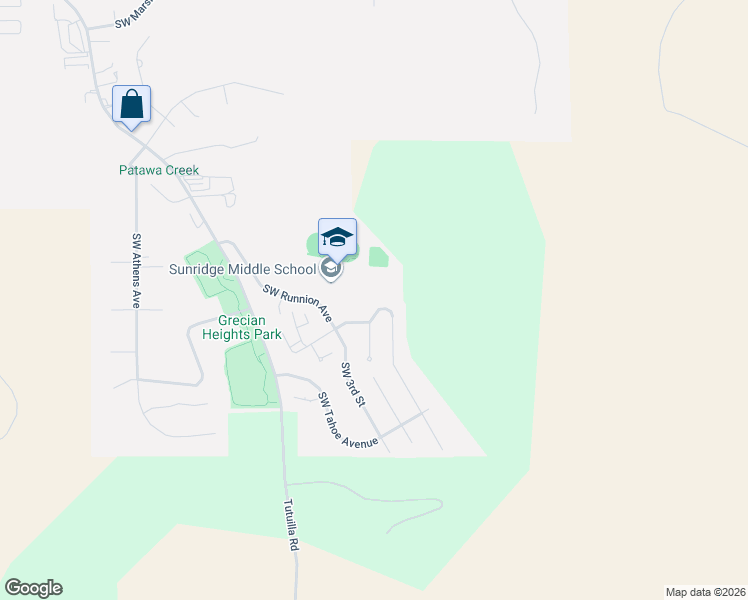 map of restaurants, bars, coffee shops, grocery stores, and more near 127 Southwest Quinney Place in Pendleton