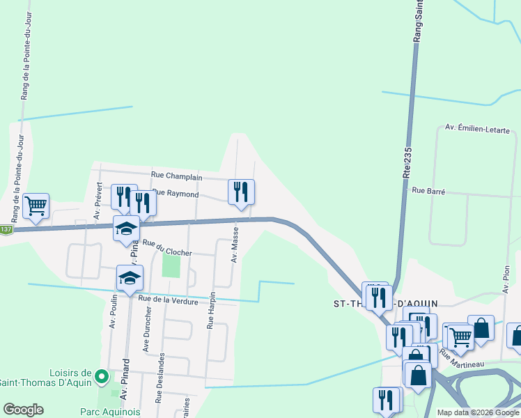 map of restaurants, bars, coffee shops, grocery stores, and more near 6380 Boulevard Laframboise in Saint-Hyacinthe