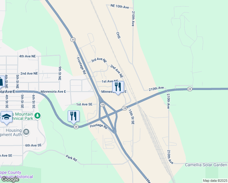 map of restaurants, bars, coffee shops, grocery stores, and more near 1425 1st Avenue Northeast in Glenwood