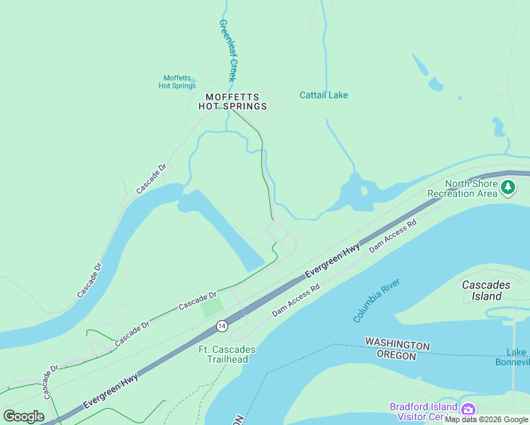 map of restaurants, bars, coffee shops, grocery stores, and more near 1015 East Cascade Drive in North Bonneville