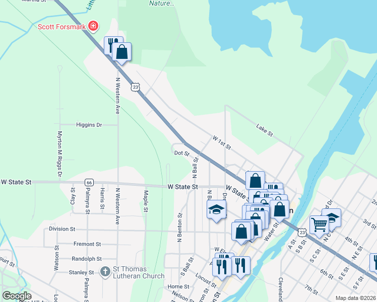 map of restaurants, bars, coffee shops, grocery stores, and more near 914-918 Mackinaw Avenue in Cheboygan