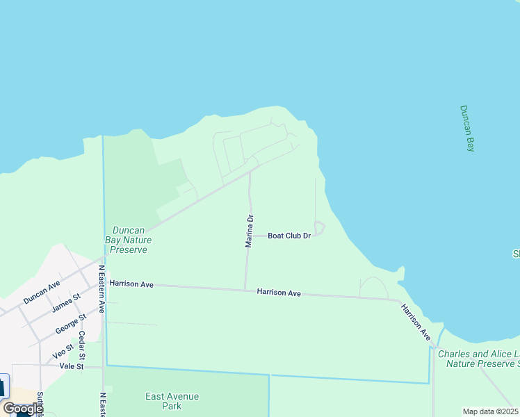 map of restaurants, bars, coffee shops, grocery stores, and more near Marina Drive in Cheboygan