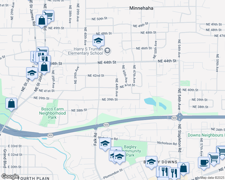 map of restaurants, bars, coffee shops, grocery stores, and more near 4316 Northeast 41st Street in Vancouver