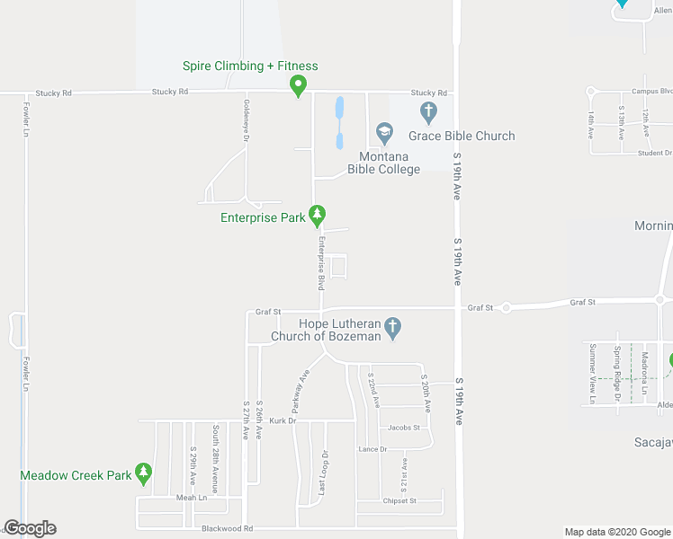 map of restaurants, bars, coffee shops, grocery stores, and more near 404 Enterprise Boulevard in Bozeman