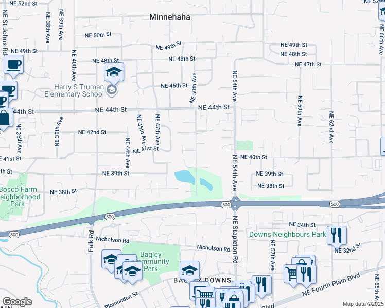 map of restaurants, bars, coffee shops, grocery stores, and more near 4014 Northeast 50th Avenue in Vancouver