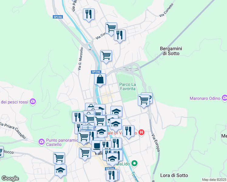 map of restaurants, bars, coffee shops, grocery stores, and more near 11 Via Marzotto Vittorio Emanuele in Valdagno