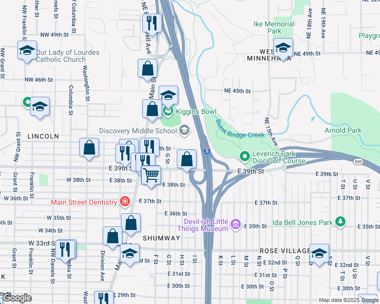map of restaurants, bars, coffee shops, grocery stores, and more near 805 East 40th Street in Vancouver