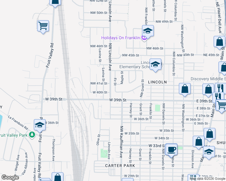 map of restaurants, bars, coffee shops, grocery stores, and more near 4102 Fir Street in Vancouver