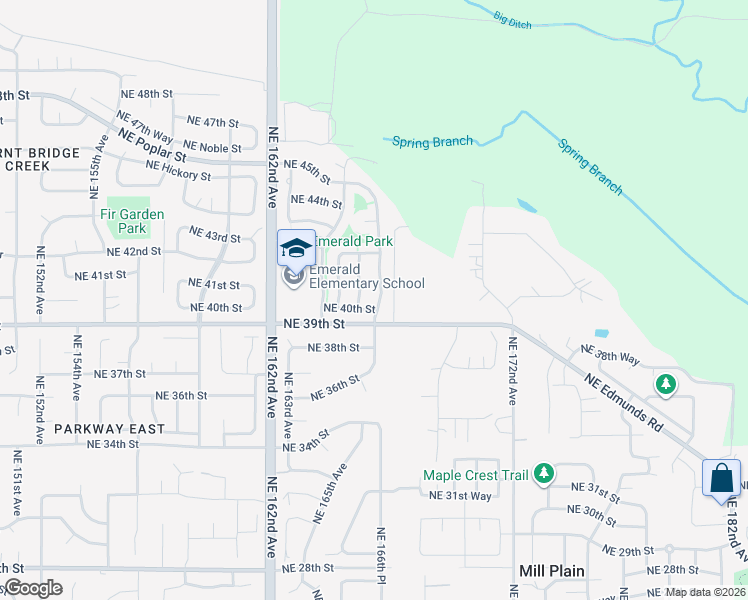 map of restaurants, bars, coffee shops, grocery stores, and more near 4007 Northeast 165th Place in Vancouver