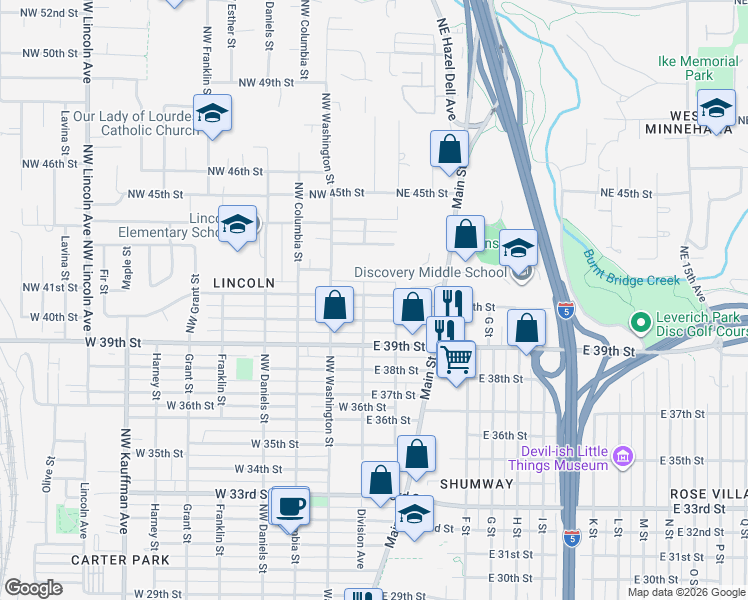 map of restaurants, bars, coffee shops, grocery stores, and more near 110 East 40th Street in Vancouver