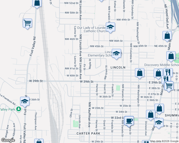 map of restaurants, bars, coffee shops, grocery stores, and more near 810 Northwest 41st Street in Vancouver