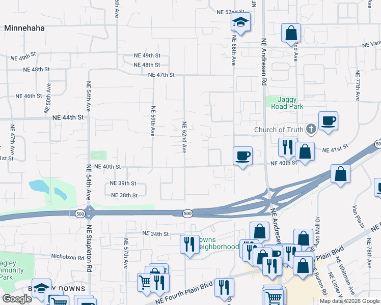 map of restaurants, bars, coffee shops, grocery stores, and more near 4011 Northeast 62nd Avenue in Vancouver
