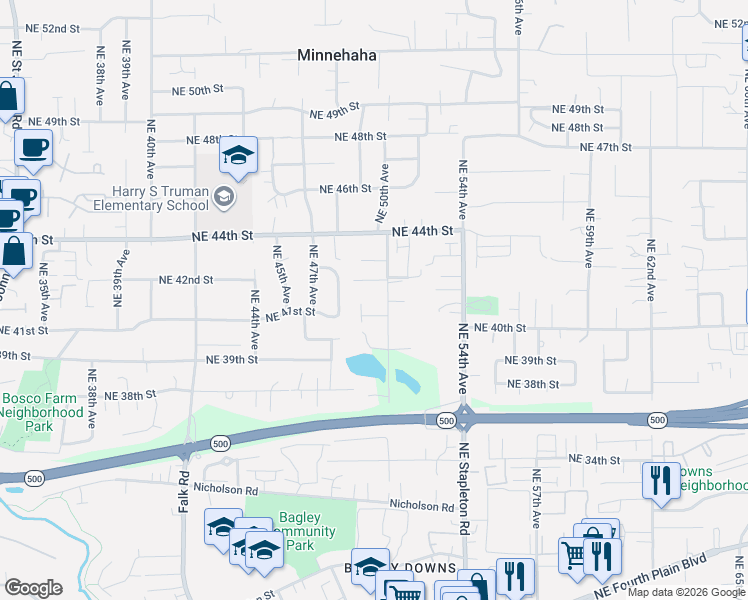 map of restaurants, bars, coffee shops, grocery stores, and more near 4014 Northeast 50th Avenue in Vancouver