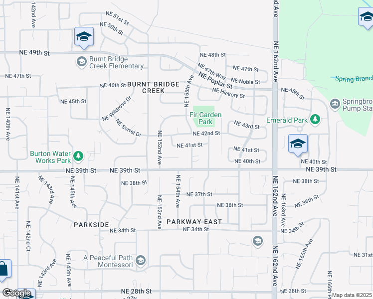 map of restaurants, bars, coffee shops, grocery stores, and more near 15411 Northeast 41st Street in Vancouver