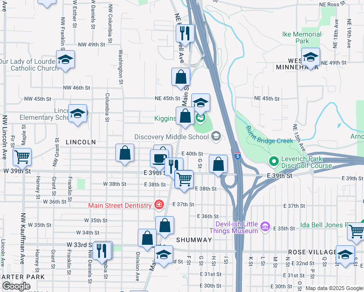 map of restaurants, bars, coffee shops, grocery stores, and more near 3925 Main Street in Vancouver