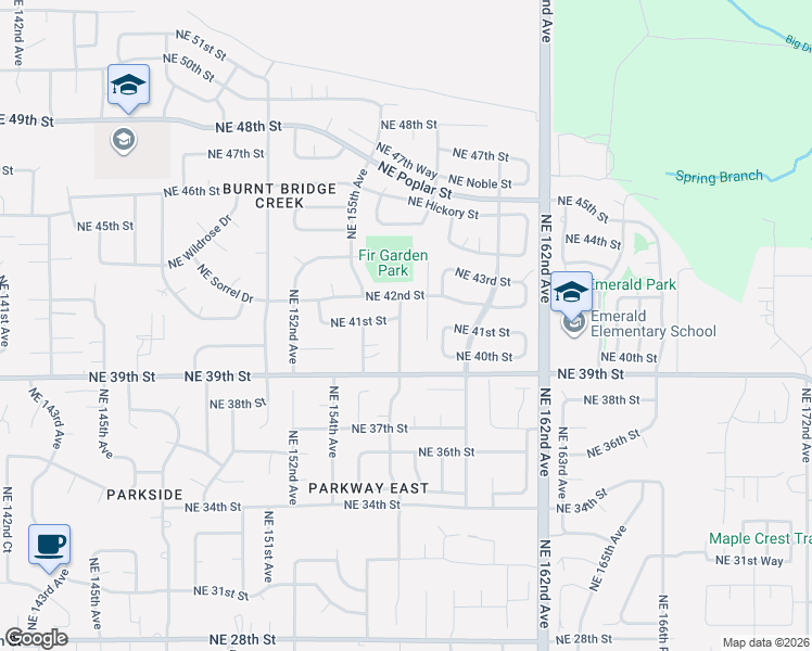 map of restaurants, bars, coffee shops, grocery stores, and more near 4017 Northeast 157th Avenue in Vancouver