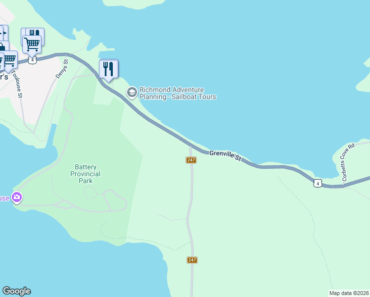 map of restaurants, bars, coffee shops, grocery stores, and more near 8 Nova Scotia 247 in Saint Peter's