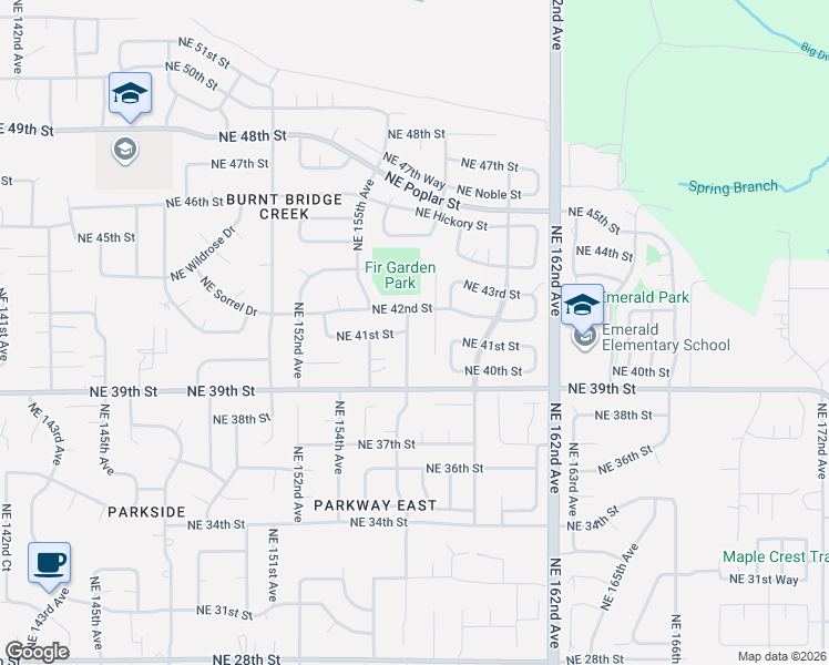 map of restaurants, bars, coffee shops, grocery stores, and more near 4021 Northeast 157th Avenue in Vancouver