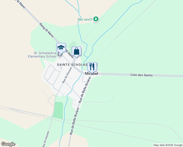 map of restaurants, bars, coffee shops, grocery stores, and more near 12025 Rue de Blois in Mirabel