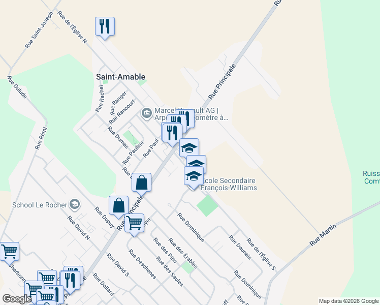 map of restaurants, bars, coffee shops, grocery stores, and more near in Saint-Amable