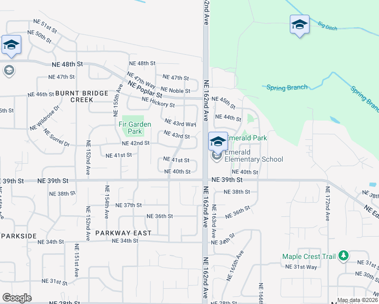 map of restaurants, bars, coffee shops, grocery stores, and more near 16003 Northeast 42nd Street in Vancouver