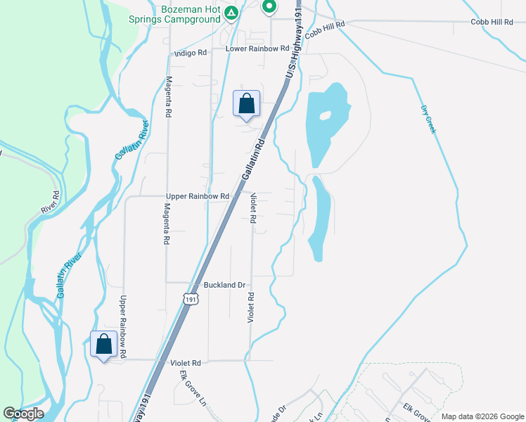 map of restaurants, bars, coffee shops, grocery stores, and more near 80606 Gallatin Road in Bozeman
