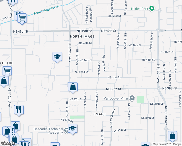 map of restaurants, bars, coffee shops, grocery stores, and more near 4207 Northeast 125th Avenue in Vancouver