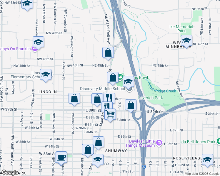 map of restaurants, bars, coffee shops, grocery stores, and more near 4105 Main Street in Vancouver
