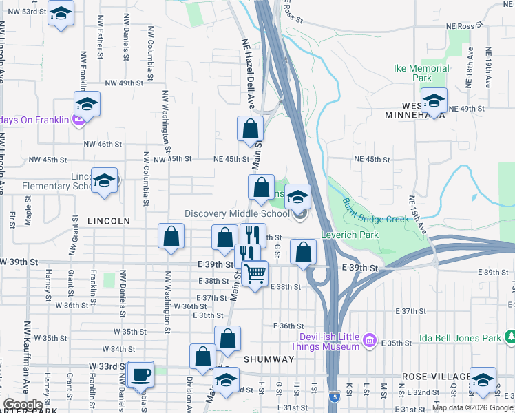 map of restaurants, bars, coffee shops, grocery stores, and more near 4201 Main Street in Vancouver