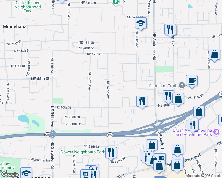 map of restaurants, bars, coffee shops, grocery stores, and more near 4219 Northeast 62nd Avenue in Vancouver