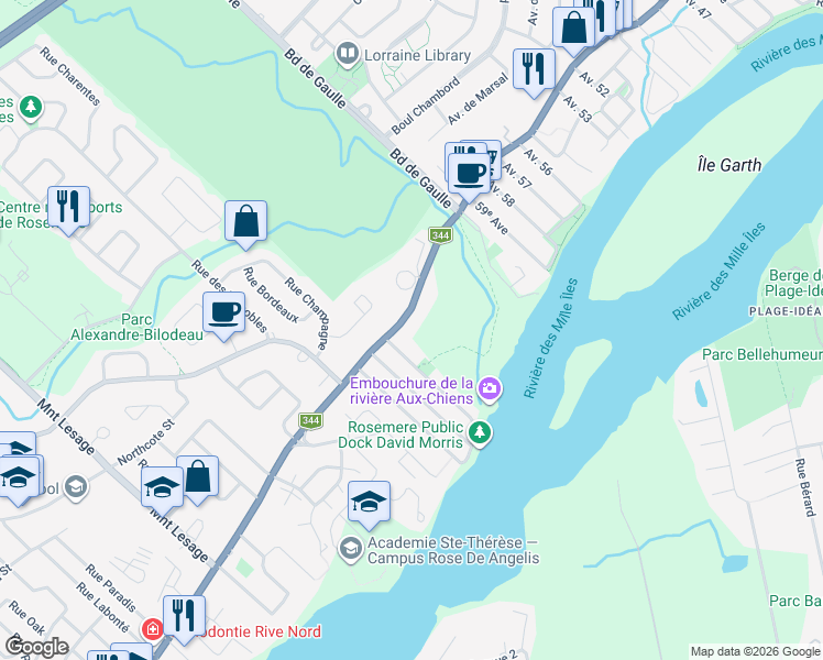 map of restaurants, bars, coffee shops, grocery stores, and more near 450 Chemin de la Grande-Côte in Lorraine