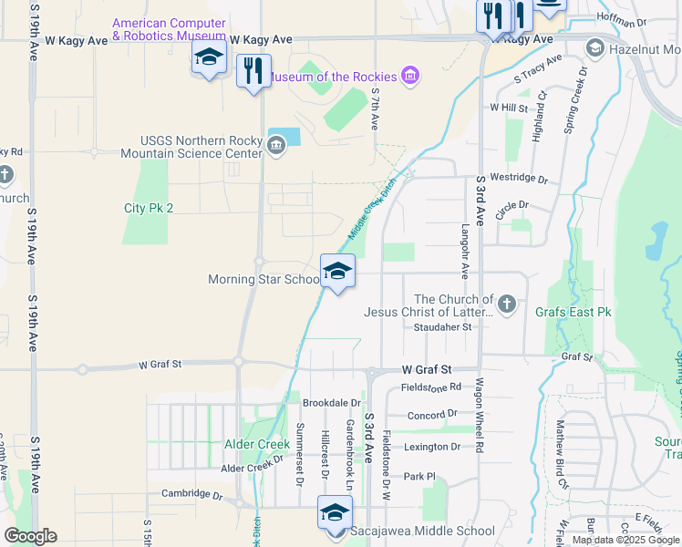 map of restaurants, bars, coffee shops, grocery stores, and more near 830 West Arnold Street in Bozeman