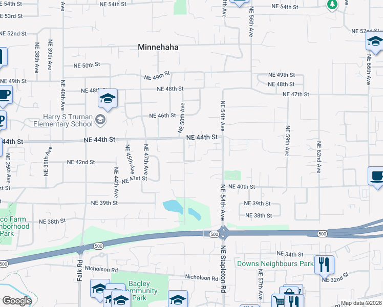 map of restaurants, bars, coffee shops, grocery stores, and more near 4205 Northeast 51st Avenue in Vancouver