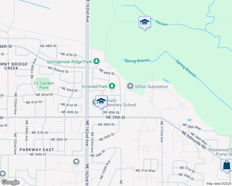 map of restaurants, bars, coffee shops, grocery stores, and more near 16524 Northeast 42nd Street in Vancouver