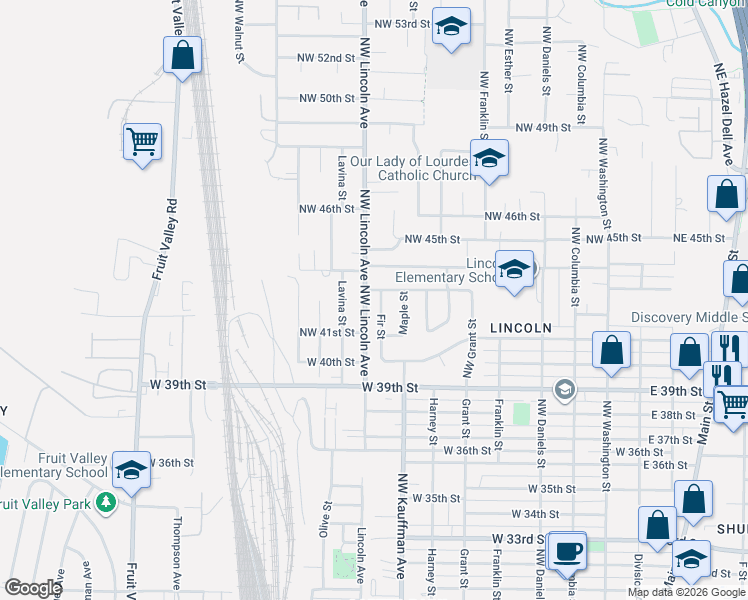 map of restaurants, bars, coffee shops, grocery stores, and more near 4204 Fir Street in Vancouver