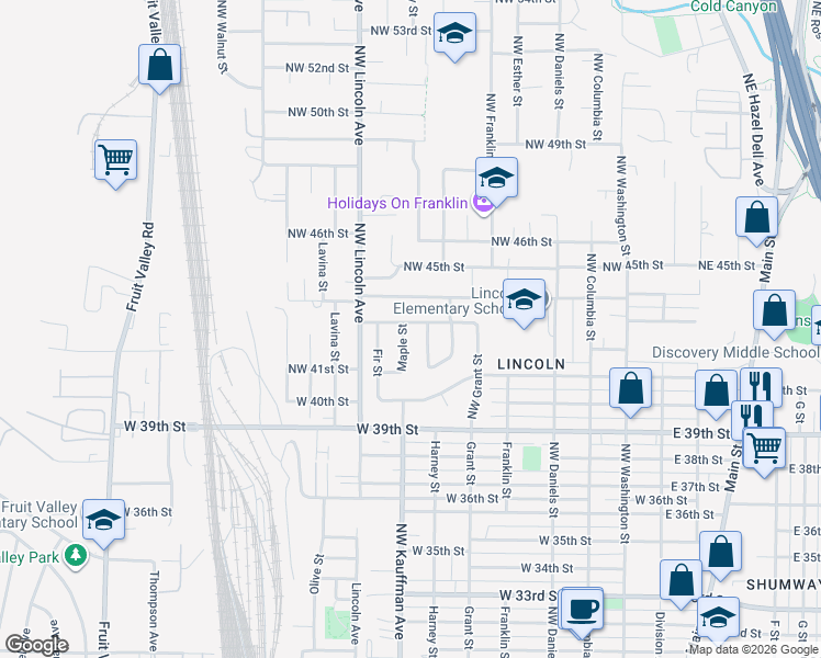 map of restaurants, bars, coffee shops, grocery stores, and more near 803 Northwest 43rd Street in Vancouver