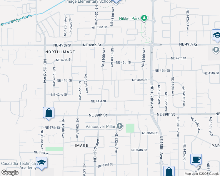 map of restaurants, bars, coffee shops, grocery stores, and more near 13012 Northeast 43rd Street in Vancouver