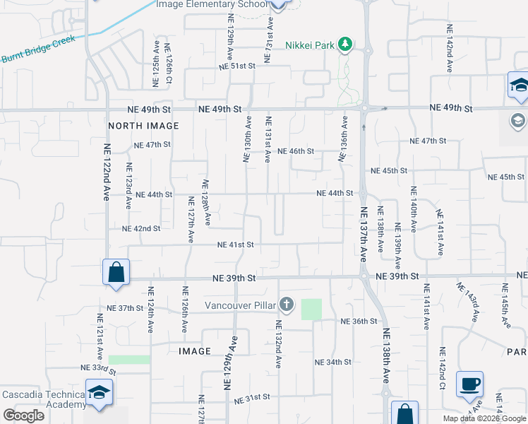 map of restaurants, bars, coffee shops, grocery stores, and more near 13012 Northeast 43rd Street in Vancouver