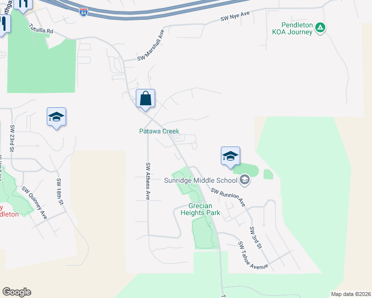 map of restaurants, bars, coffee shops, grocery stores, and more near 1394 Tutuilla Road in Pendleton