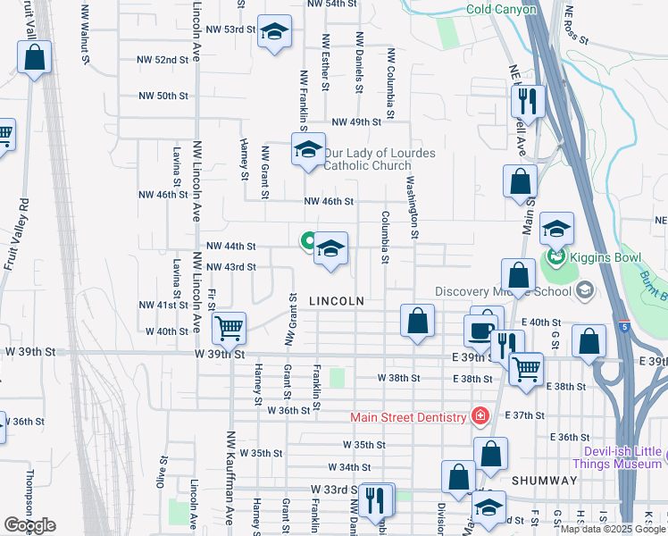 map of restaurants, bars, coffee shops, grocery stores, and more near 4200 Daniels Street in Vancouver