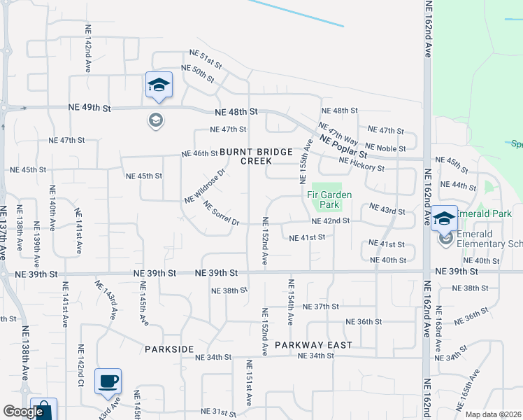 map of restaurants, bars, coffee shops, grocery stores, and more near 4212 Northeast 152nd Avenue in Vancouver