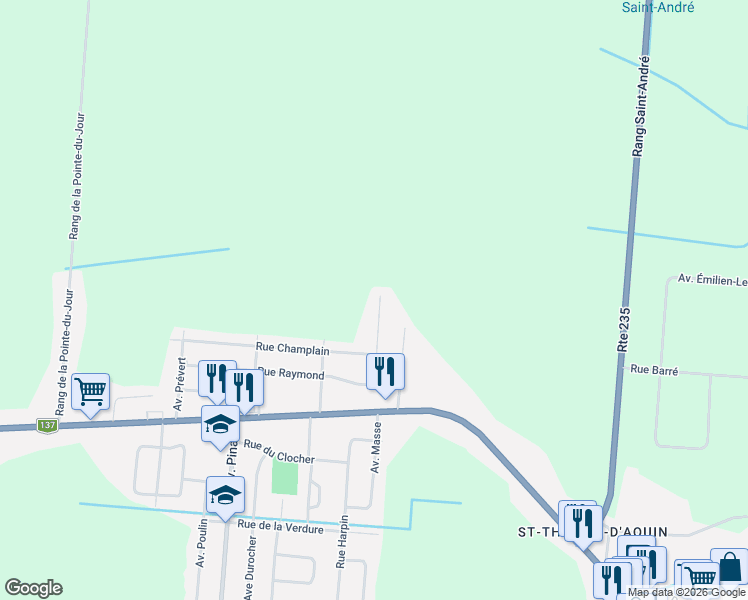 map of restaurants, bars, coffee shops, grocery stores, and more near 7085 Avenue Maisonneuve in Saint-Hyacinthe
