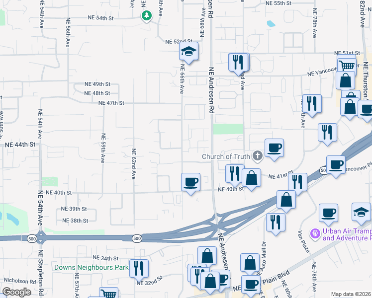 map of restaurants, bars, coffee shops, grocery stores, and more near 4317 Northeast 66th Avenue in Vancouver