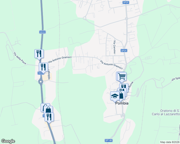map of restaurants, bars, coffee shops, grocery stores, and more near 13 Via Don Minzoni in Pombia