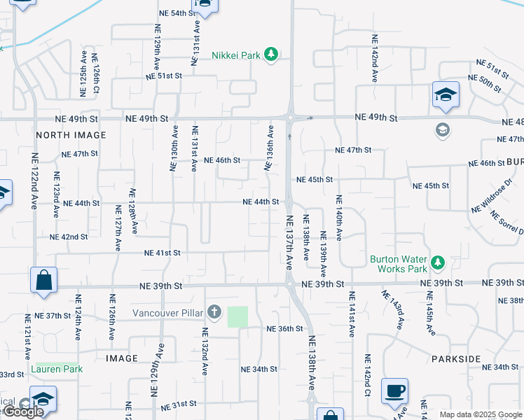 map of restaurants, bars, coffee shops, grocery stores, and more near 4222 Northeast 136th Avenue in Vancouver