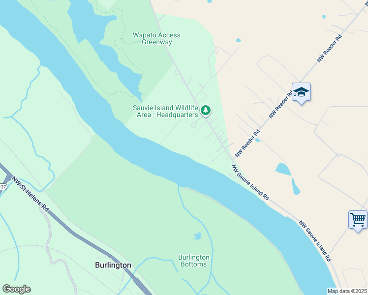 map of restaurants, bars, coffee shops, grocery stores, and more near 15500 Northwest Burlington Court in Portland