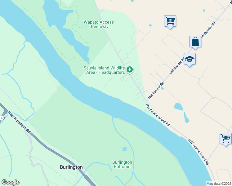 map of restaurants, bars, coffee shops, grocery stores, and more near 15500 Northwest Burlington Court in Portland