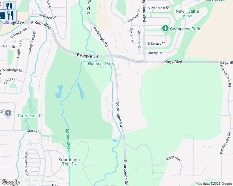 map of restaurants, bars, coffee shops, grocery stores, and more near 2946-2970 Sourdough Road in Bozeman