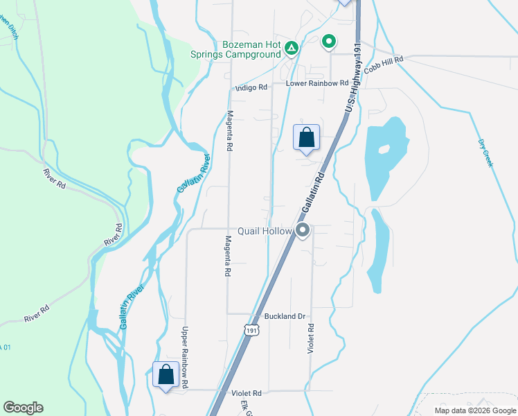 map of restaurants, bars, coffee shops, grocery stores, and more near 221 Lower Rainbow Road in Bozeman